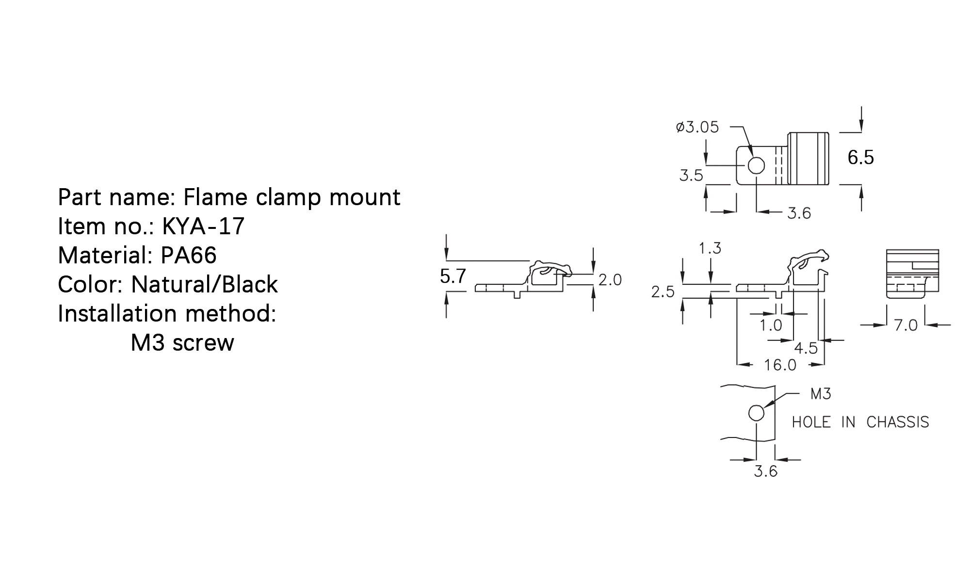 Flat Cable Clamp KYA-17