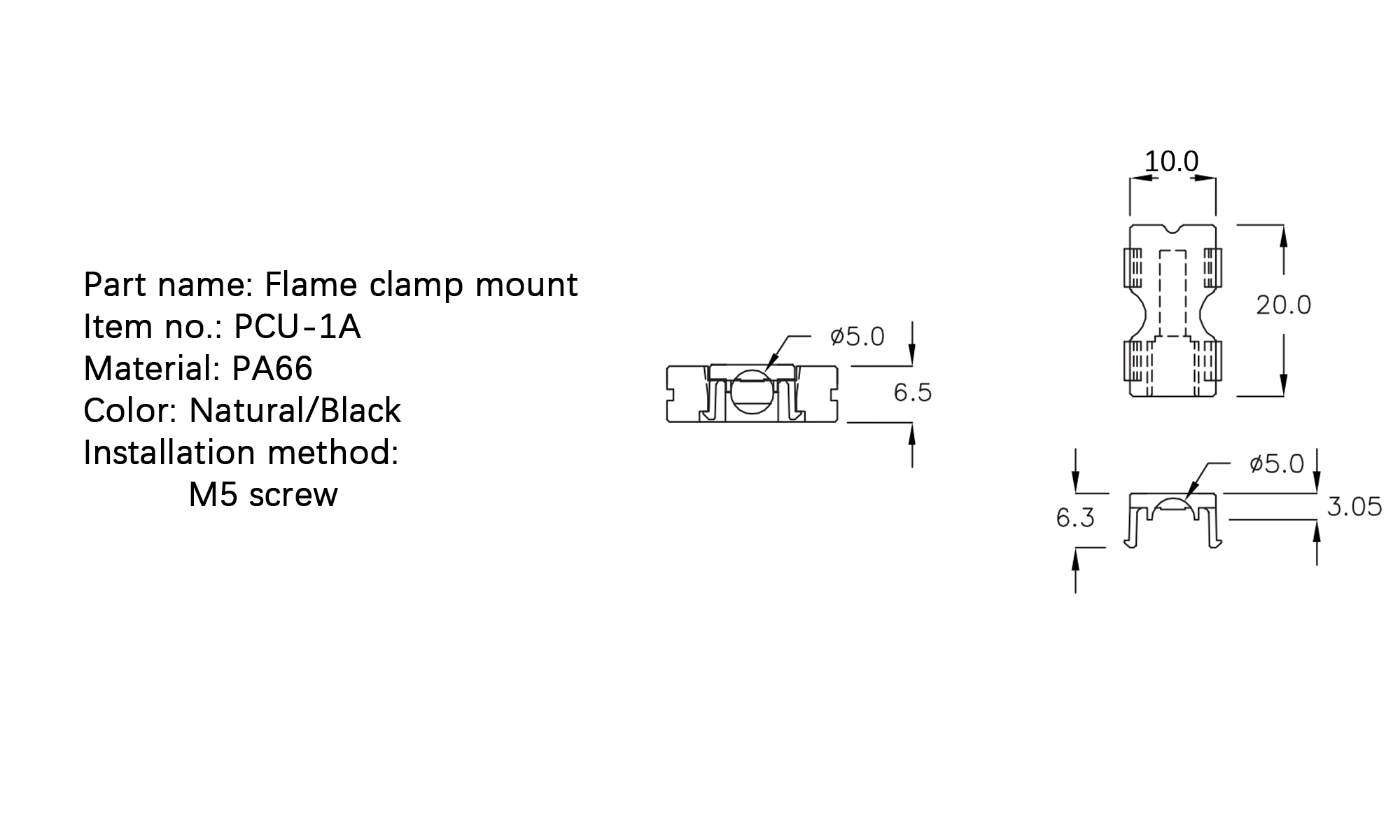 Flat Cable Clamp PCU-1A