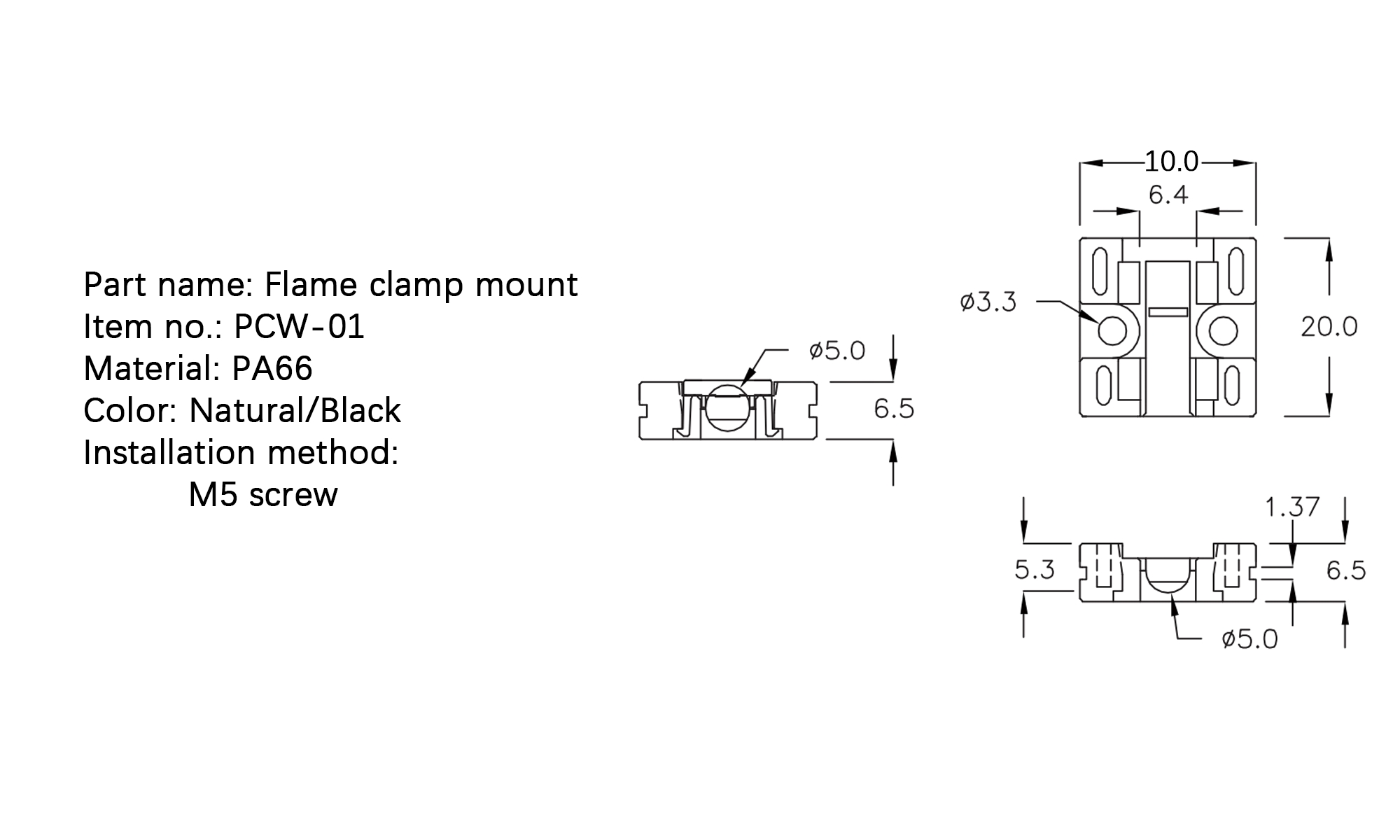 Flat Cable Clamp PCW-01