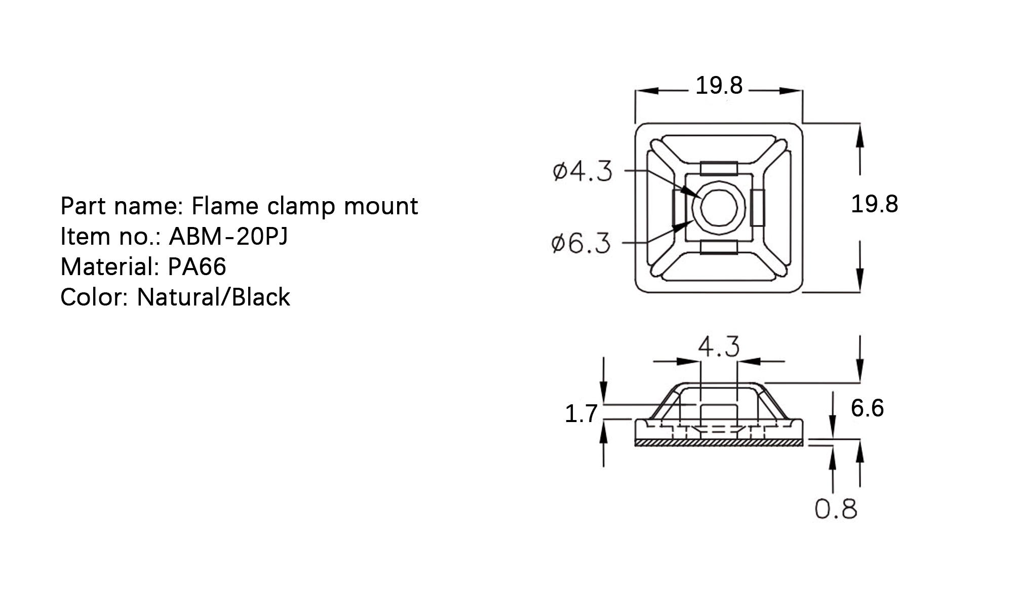 Cable Tie Mount ABM-20PJ