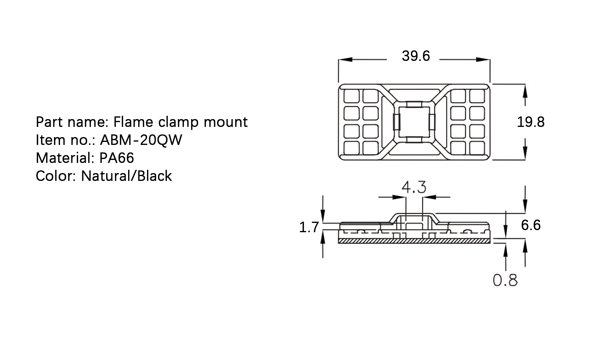 Cable Tie Mount ABM-20QW