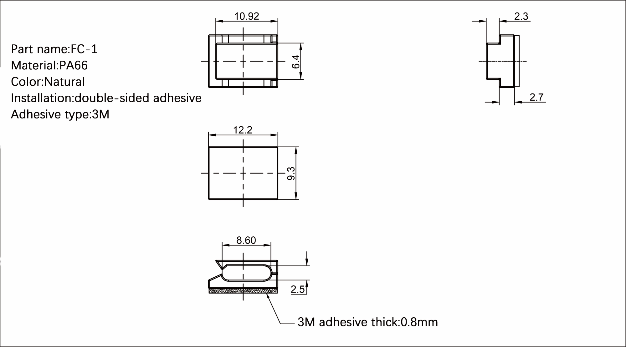 Plastic Flat Cable Clamp FC-1