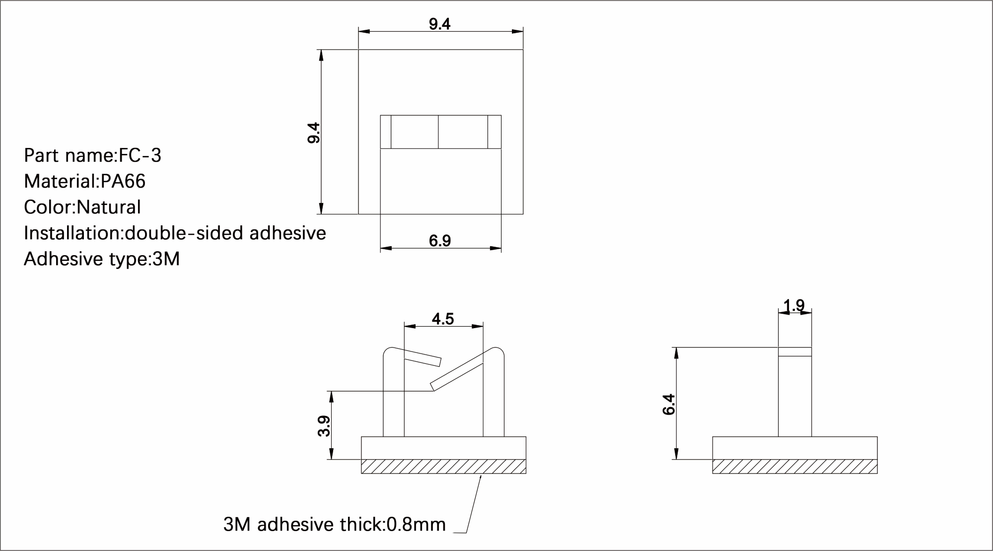 Plastic Flat Cable Clamp FC-3