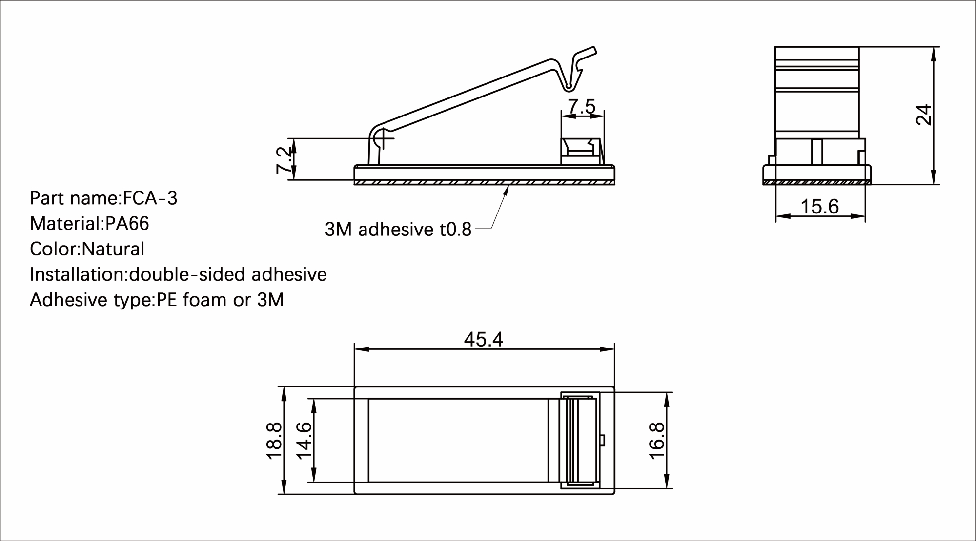 Plastic Flat Cable Clamp FCA-3