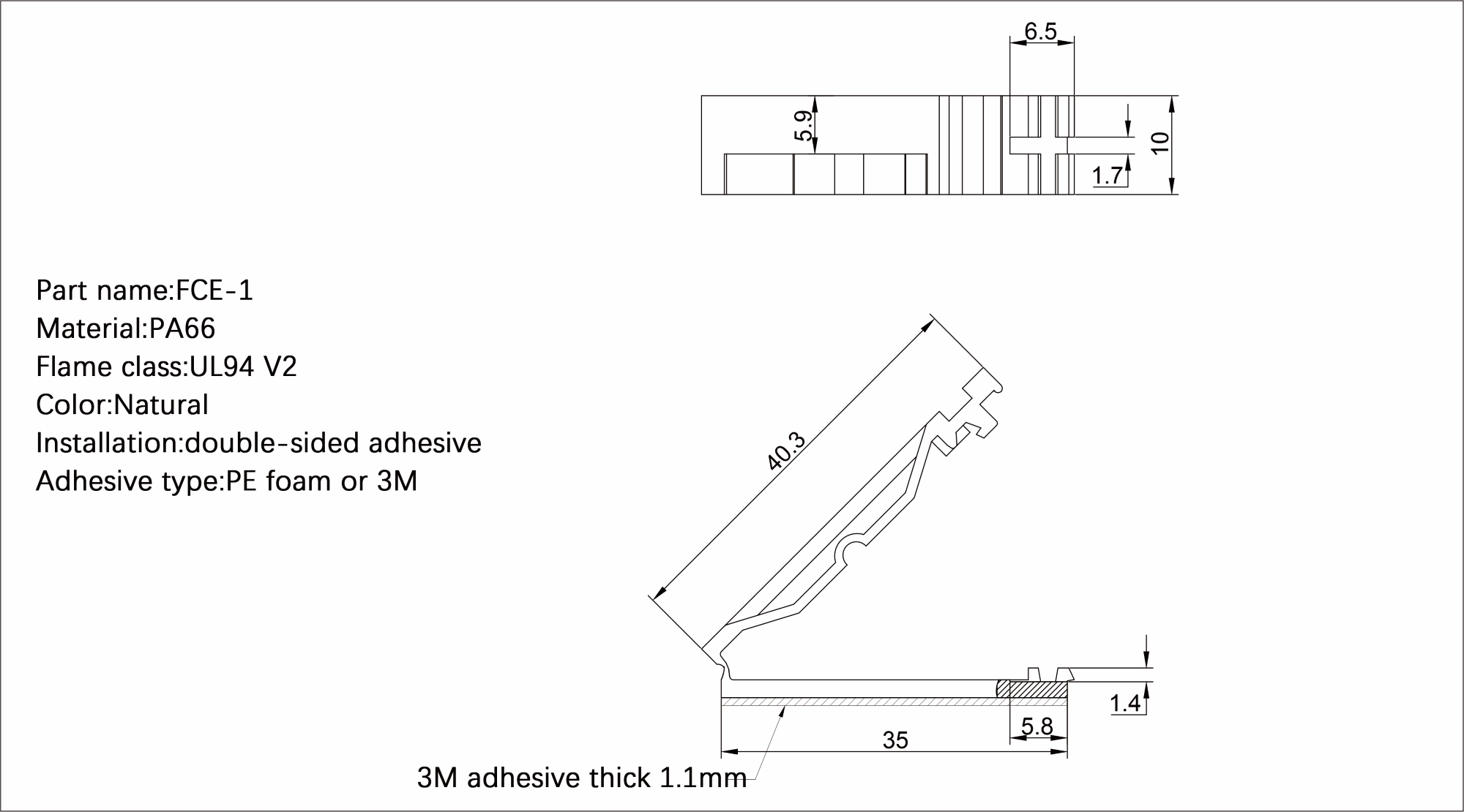 Plastic Flat Cable Clamp FCE-1