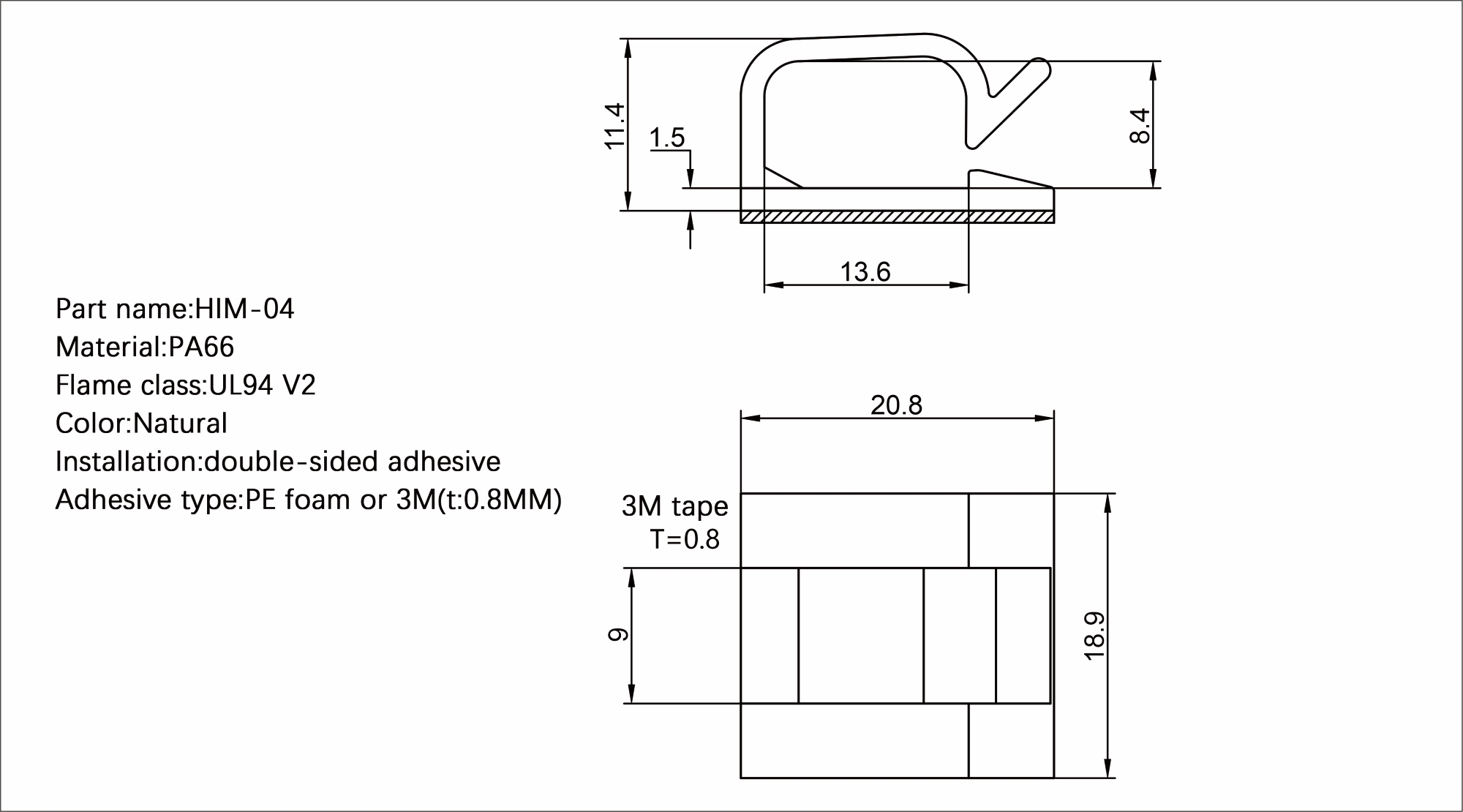 Plastic Flat Cable Clamp HIM-04